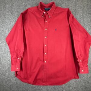 Ralph Lauren Men’s Blake Button Down 100% Cotton XL Red Holiday Casual Pony Xmas